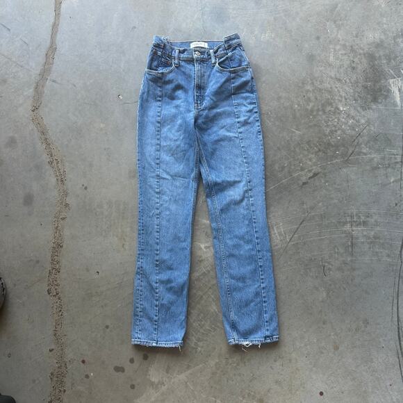 ABERCROMBIE & FITCH Curve Love Jeans Women's 27 4R 90s Straight Ultra High Rise - Picture 2 of 8
